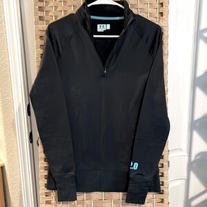 Under Armour Quarter Zip Black Blue Fitted 2.0 Base Layer